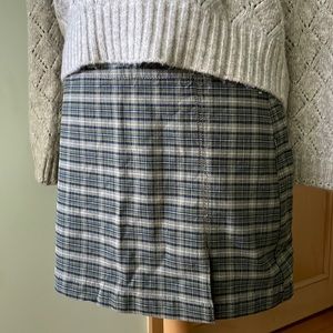 NWT American Eagle Green, Blue & White Plaid Stretch Mini Skirt, Size 8